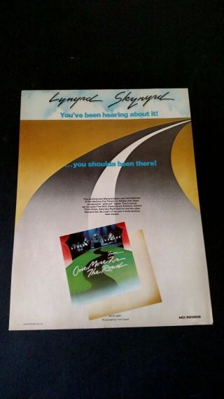Lynyrd Skynyrd " One More For The Road " 1976 Rare Print Promo Poster Ad