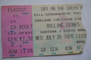 Rolling Stones 1978_concert Ticket Stub_day On The Green_oakland_ex
