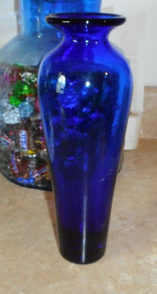 Older Blenko Blown Art Glass Cobalt Blue Colored Chinese Vase