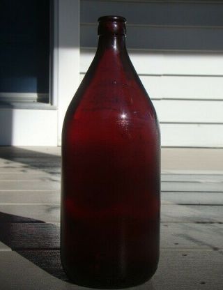 Vintage Royal Ruby Red Schlitz Beer Bottle Anchor Hocking Quart Crown Top - 1949
