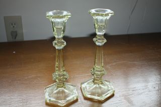 Vintage Amber Glass Candle Stick Holder 8 "