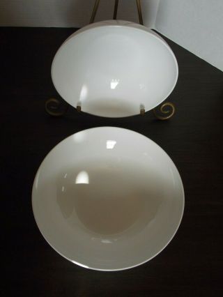 2 - Corning Centura White Coupe Round Serving Bowls - 9.  5 " & 8.  5 " All White