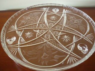 An Outstanding Vintage Large Cut Crystal Tazza Tri - Footed Platter