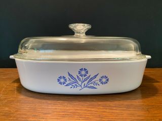 Vintage Corning Ware Blue Cornflower 10 " Casserole Dish W/ Glass Dome Lid A - 10 - B