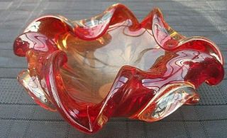 Vintage Murano Glass Sommerso Ashtray Bonbon Bowl,  60 