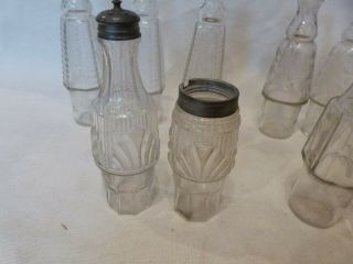 2 Antique Vintage Old Castor Set Cruet Bottles Eapg Clear Etched Designs