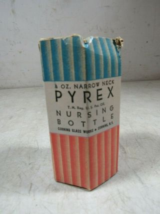 Vintage/Antique Pyrex 4 Ounce Narrow Neck Glass Nursing Baby Bottle NOS NIB 3