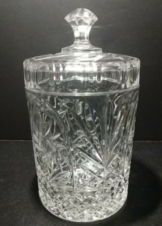 Heavy Imperial 24 Lead Crystal Biscuit Cookie Candy Jar W Lid 11 " X 5 " Pretty