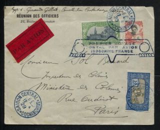 Indo - China 1929 First Flight Cover From Saigon To Paris Muller 9