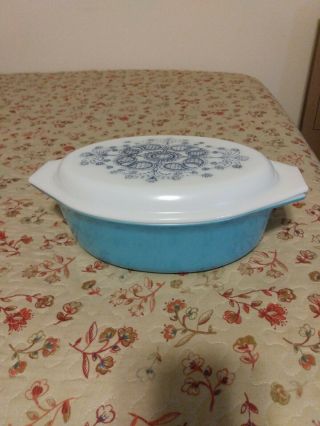 Rare Vintage Pyrex Horizon Casserole Dish Blue 045,  2.  5 Quarts Oval Dish Bowl