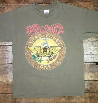 Vtg 1999 Aerosmith Aero Force One Tour Concert T - Shirt Large 90 