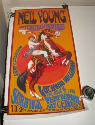 Rolled Neil Young & Lucinda Williams Concert Poster Artist Bob Masse Signed