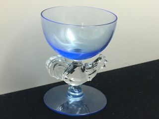 Morgantown Rooster Chanticleer Blue Cocktail Glass Goblet Wine Sorbet Sherbert