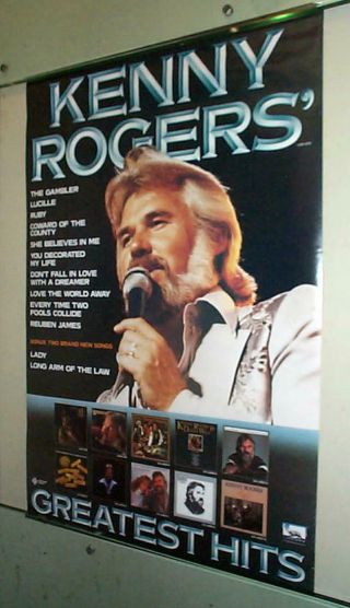 Kenny Rogers Best Of.  Vintage Promo Poster Only One