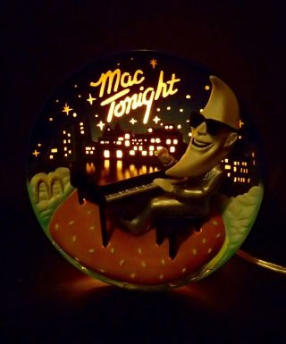 RARE McDONALDS ad icon MAC TONIGHT moon man toy figure 3D Collectors Plate LAMP 2