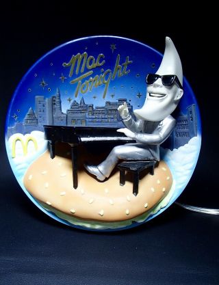 RARE McDONALDS ad icon MAC TONIGHT moon man toy figure 3D Collectors Plate LAMP 3