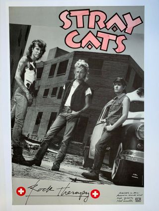 1986 Stray Cats Rock Therapy Promotional Poster 24” X 36” Rockabilly