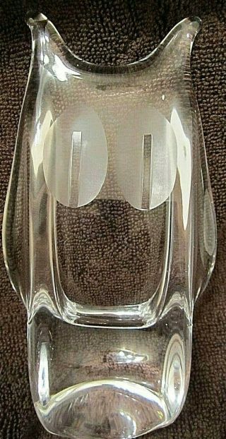 Vintage Signed Daum France Crystal Stylized Owl Art Glass Figurine
