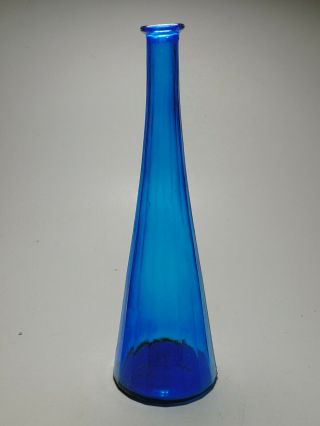 Vintage Blue Glass Genie Bottle 1960’s Italian Empoli Blue Mcm Decanter