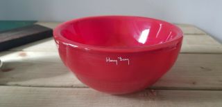 Gorgeous Large Henry Dean Red Studio Glass Bowl Signed