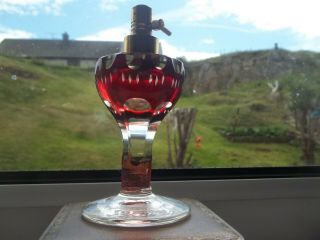Antique/Vintage Bohemian Art Deco flash cut crystal Perfume scent bottle 2