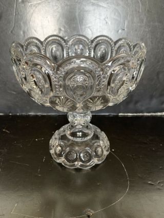 Vintage Le Smith Clear Glass Moon And Stars Compote 7 3/8”
