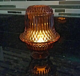 Vintage Princess House Amber Glass Fairy Light Candle Holder 2 Piece 7”