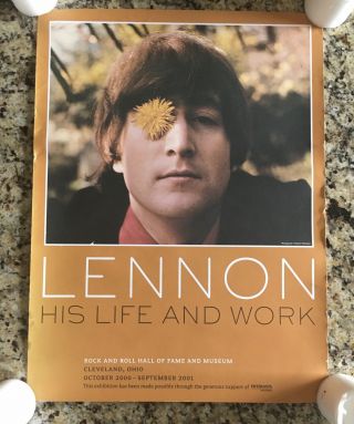 John Lennon His Life And Work Rock & Roll Hall Of Fame Poster 2000 - 2001 Beatles