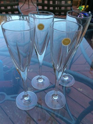 Royal Crystal Rock Fusion Champagne Flutes Set Of 4 At 9 1/2 High