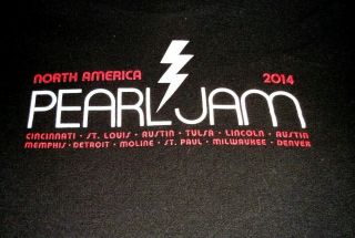 Pearl Jam 2014 Lightning Bolt Tour T Shirt Xl Xlarge Eddie Vedder