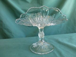 Higbee Finecut And Star Early American Pattern Glass Miniature Banana Stand