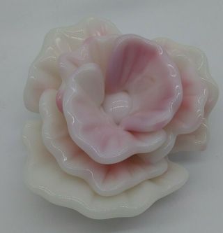 Gibson Rosalene Pink Slag Glossy Flower Paperweight