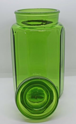 LE Smith Paneled GREEN Apothecary Jar / Canister | 12 