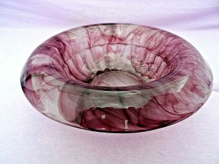 Vintage Davidson Purple Cloud Art Glass Bowl 9 1/4 " Diameter 3 1/2 " Tall Perfect