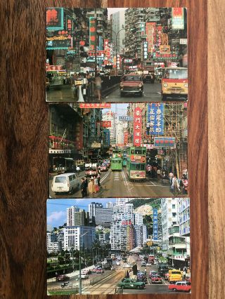 3 X China Hongkong Old Postcard Scene Busy Jordan Road Kowloon To Italy 1980