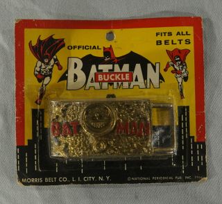 Rare 1966 Batman Metal Belt Buckle On Display Card 5 1/4 " X 4 1/2 "