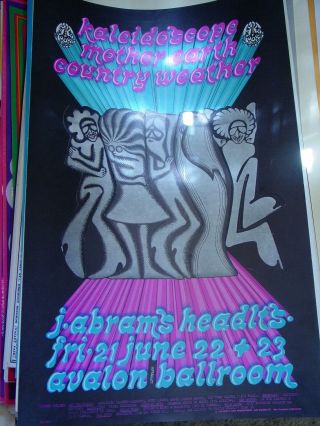 Kaleidoscope Mother Earth Avalon Ballroom Family Dog Concert Poster Rare Fd - 124