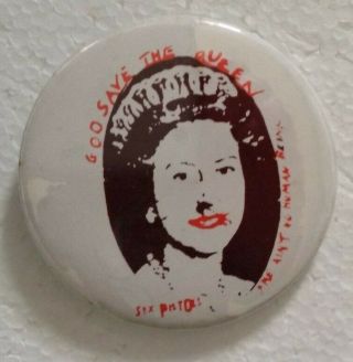 Punk Sex Pistols God Save The Queen Vintage 1970s Button Badge