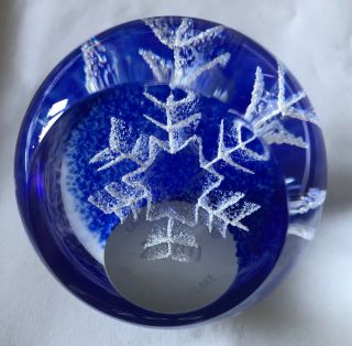 Millennium 2000 Caithness Scotland Glass Paperweight - Festive Snowflake