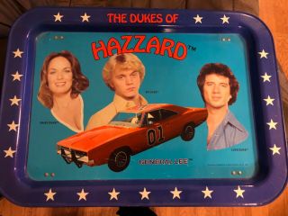 Vtg 1981 Dukes Of Hazzard Tv Tray Lap Dinner Bo Duke Luke Daisy Duke General Lee