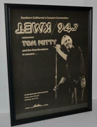 Tom Petty And Heartbreakers 1983 Irvine Framed Promo Concerts Poster / Ad