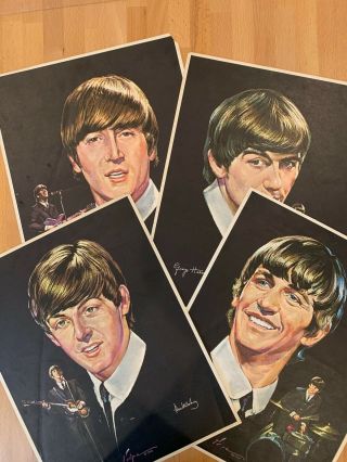 Vintage Rare Complete Set 4 The Beatles Prints Seltaeb 1964 Poster Ed Sullivan