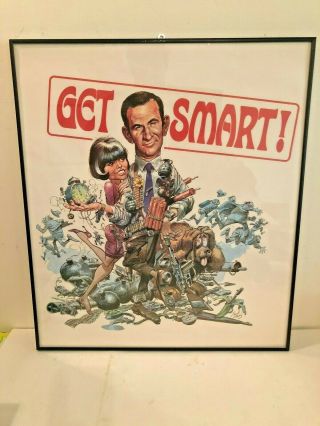 Vintage 1966 Nbc Tv Get Smart Promo Poster Metal Framed