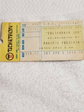 California Jam Concert Ticket Ontario Motor Speedway April 6th 1974
