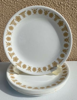 Set/8 Vintage Corelle Butterfly Gold 8 1/2 " Salad/luncheon Plates -