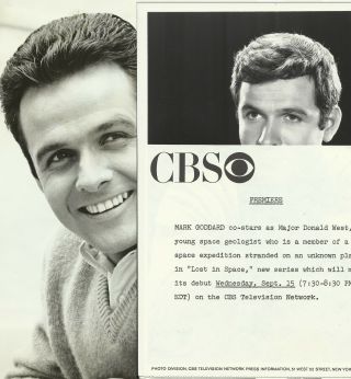 Vintage 1960s 1965 Cbs - Tv Lost In Space Mark Goddard 7x9 & Portrait 