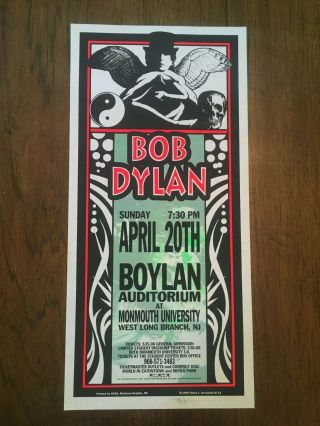 Bob Dylan 1997 Concert Poster Monmouth University Nj Artist Initialed Signed Mla