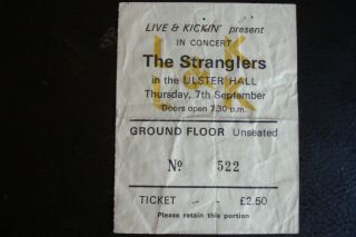 The Stranglers Gig Ticket 1978 - Very Rare Black And White Tour