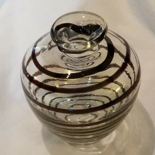 Vintage Studio Art Glass Bud Vase Filigrana Spiral w/ Gold Flecks; 3.  75 