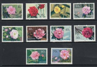 China Prc 1979 Set Of 10 Stamps - Camellias Flowers Scott 1530 - 1539,  Mnh,  $40